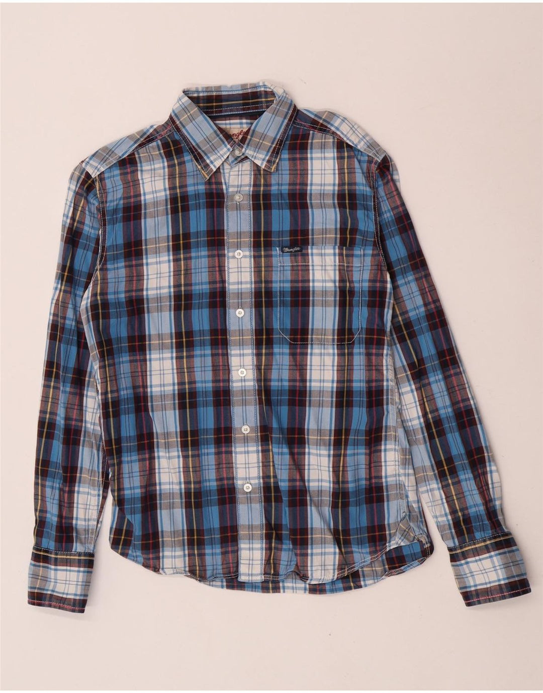 Wrangler Mens Flannel Shirt Medium Blue Check