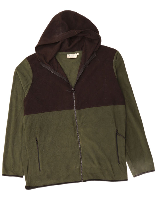 Mountain Warehouse Mens Hooded Fleece Jacket UK 44 2XL Khaki Colourblock