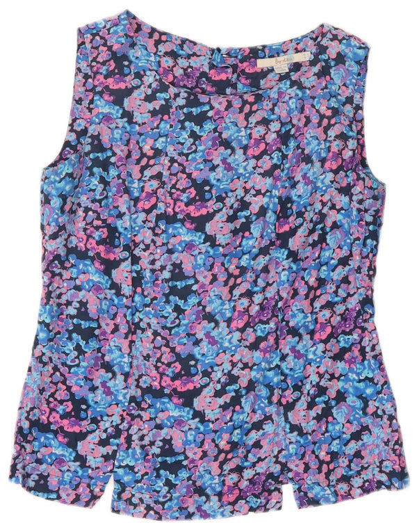 Boden Womens Blouse Top UK 10 Small Blue Floral Viscose