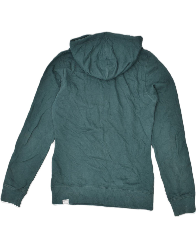 THE NORTH FACE Womens Graphic Hoodie Jumper UK 6 XS Turquoise Cotton | Vintage The North Face | Thrift | Second-Hand The North Face | Used Clothing | Messina Hembry 