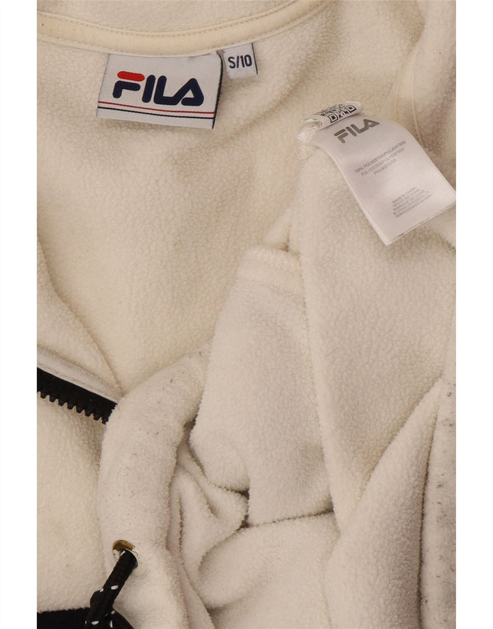 FILA Womens Oversized Graphic Fleece Jumper UK 10 Small White Colourblock