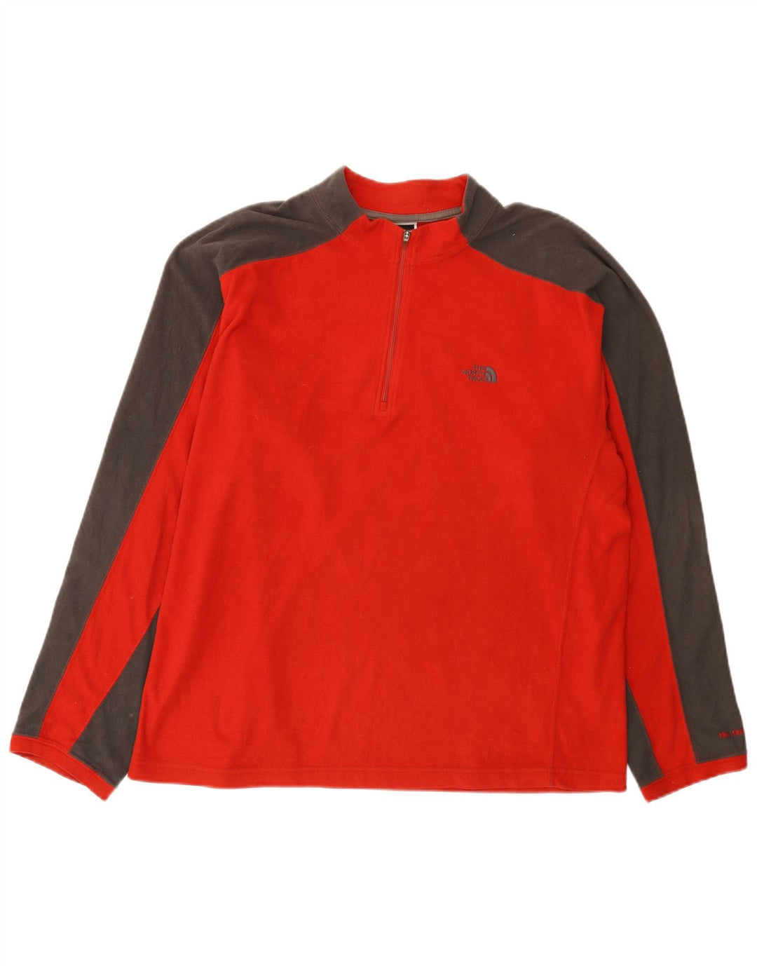 The North Face Mens Zip Neck Fleece Jumper Large Red Colourblock Polyester