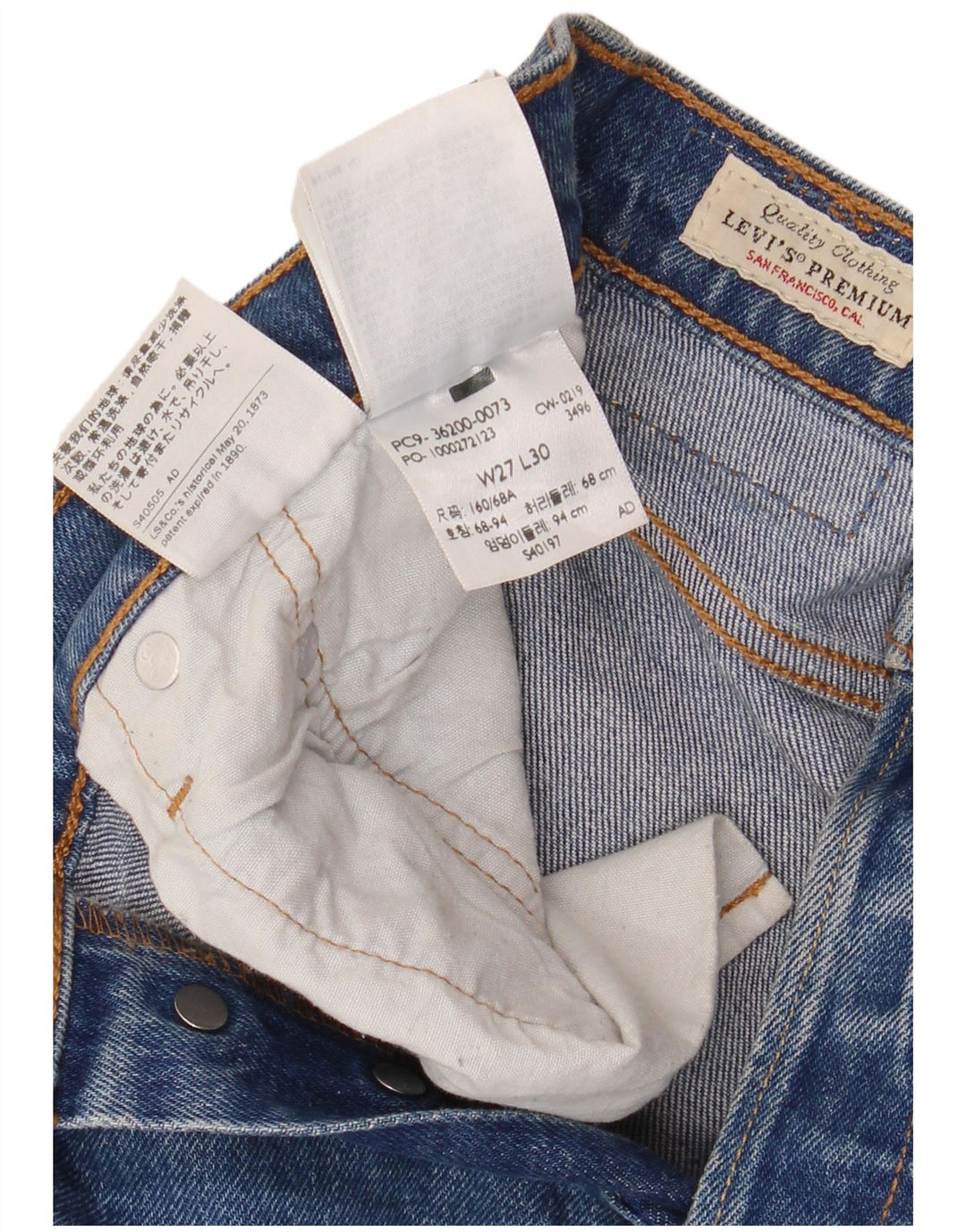 LEVI'S Mens 501 Straight Jeans W27 L30 Blue Cotton