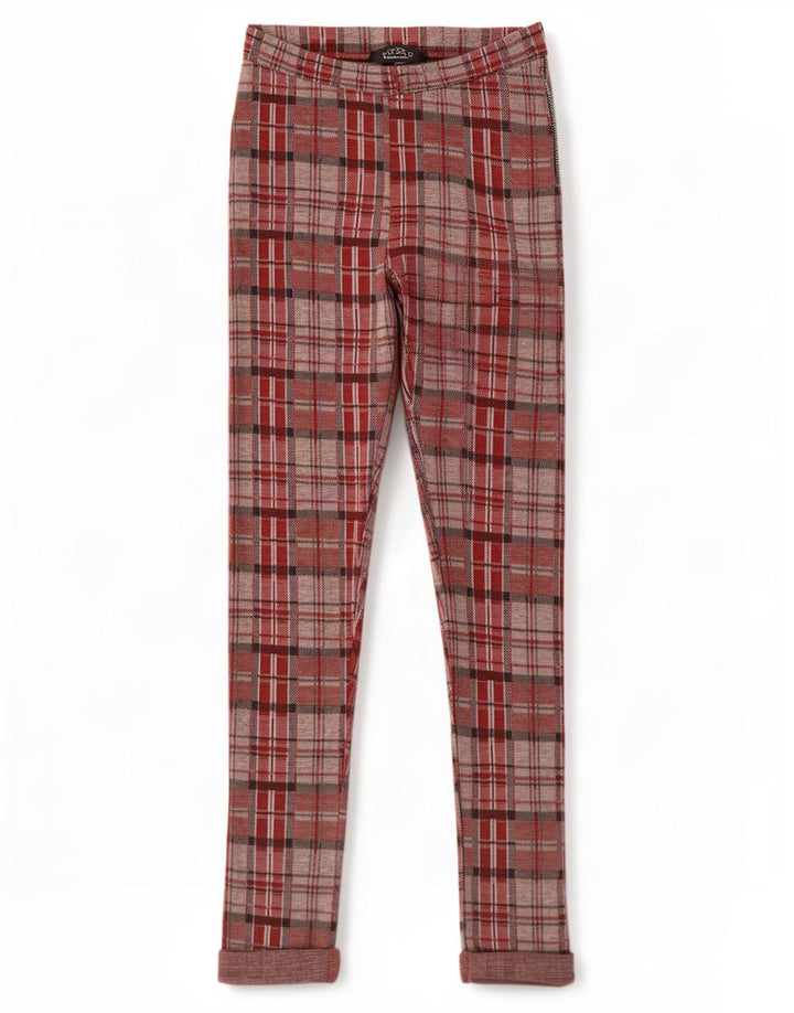 Topshop Womens Graphic Leggings UK 8 Small Red Check Polyester