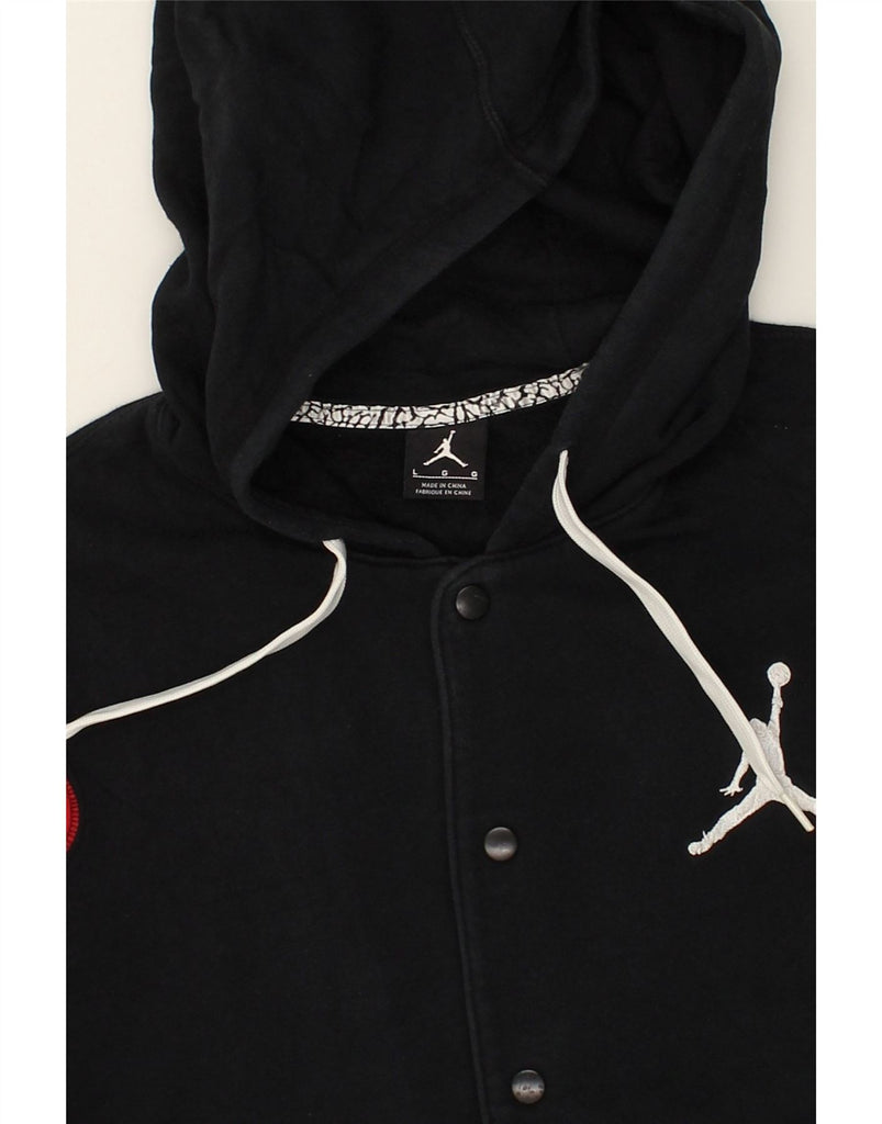 JORDAN Mens Hooded Tracksuit Top Jacket Large Black Colourblock Cotton | Vintage Jordan | Thrift | Second-Hand Jordan | Used Clothing | Messina Hembry 