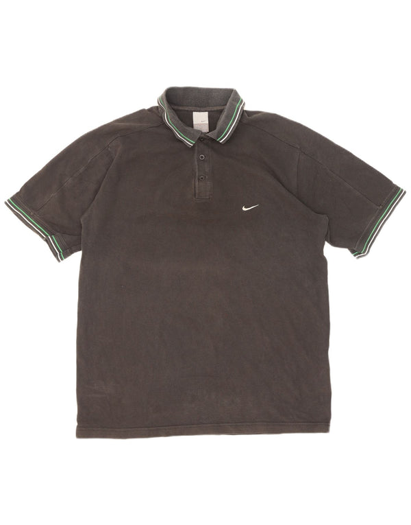 Nike Mens Polo Shirt UK 45/47 XL Black Striped Cotton