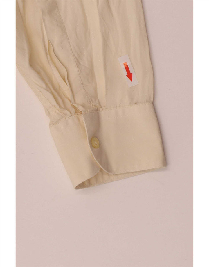 Vintage Mens Regular Fit Shirt Size 16 1/2 Large Off White Silk Classic