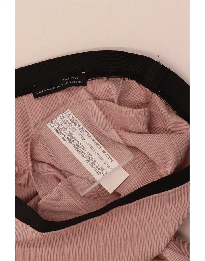 Zara Womens Pencil Skirt W26 Small Pink Colourblock
