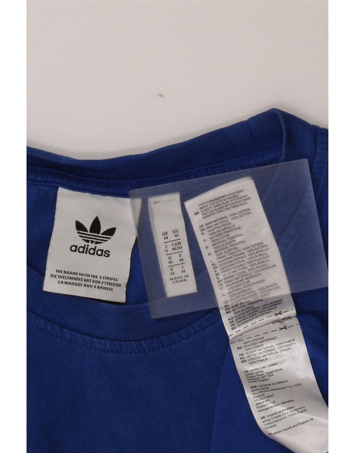 Adidas Mens Graphic T-Shirt Top Medium Blue Striped Cotton