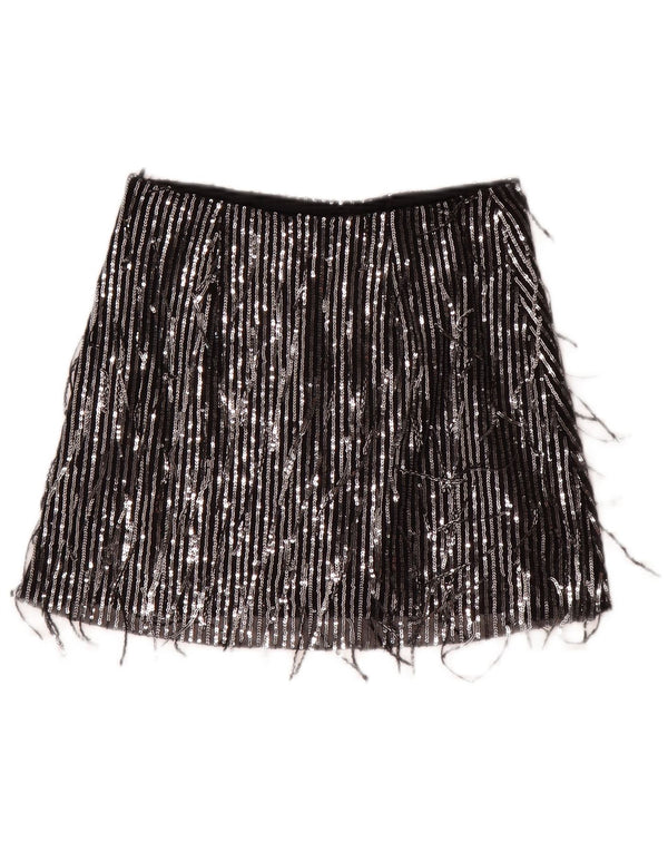 Zara Womens Mini Skirt Small W26 Black Striped Polyester