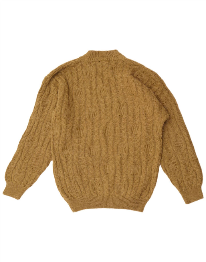 Vintage Mens Turtle Neck Jumper Sweater Small Khaki Alpaca Wool