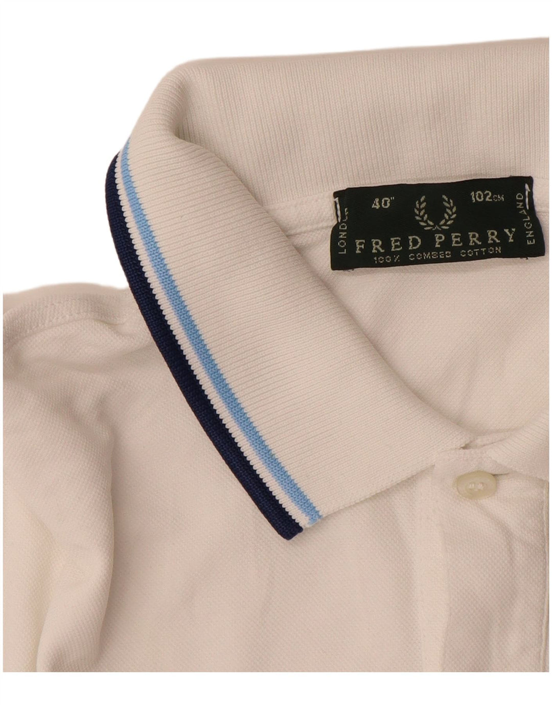 FRED PERRY Mens Polo Shirt Medium White Cotton