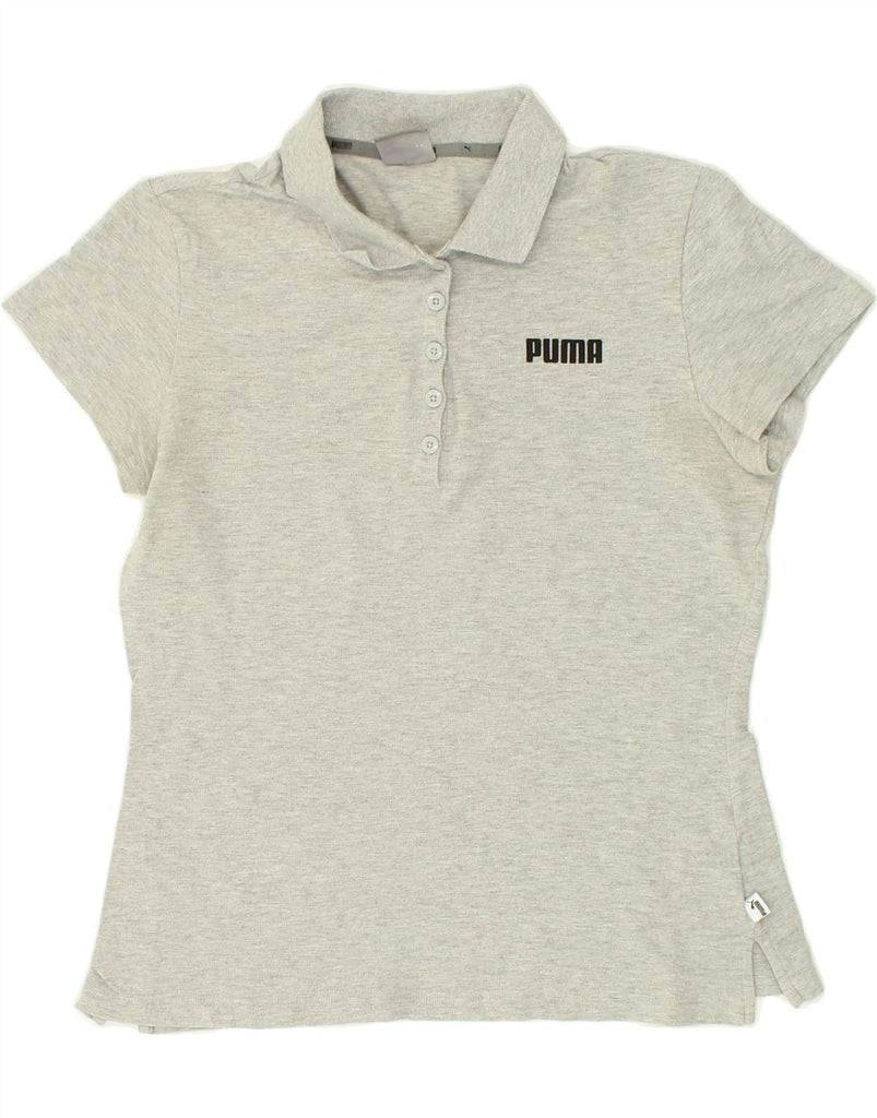 PUMA Womens Polo Shirt UK 12 Medium  Grey Cotton | Vintage Puma | Thrift | Second-Hand Puma | Used Clothing | Messina Hembry 