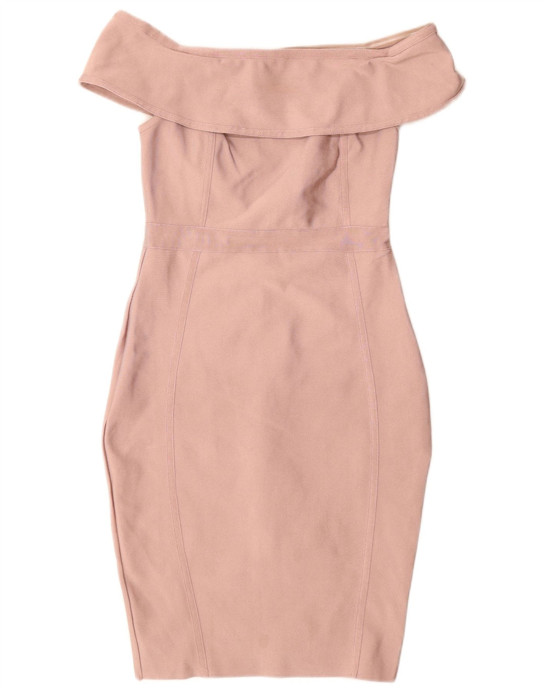 Lipsy Womens Off Shoulder Bodycon Dress UK 10 Small Pink Polyester