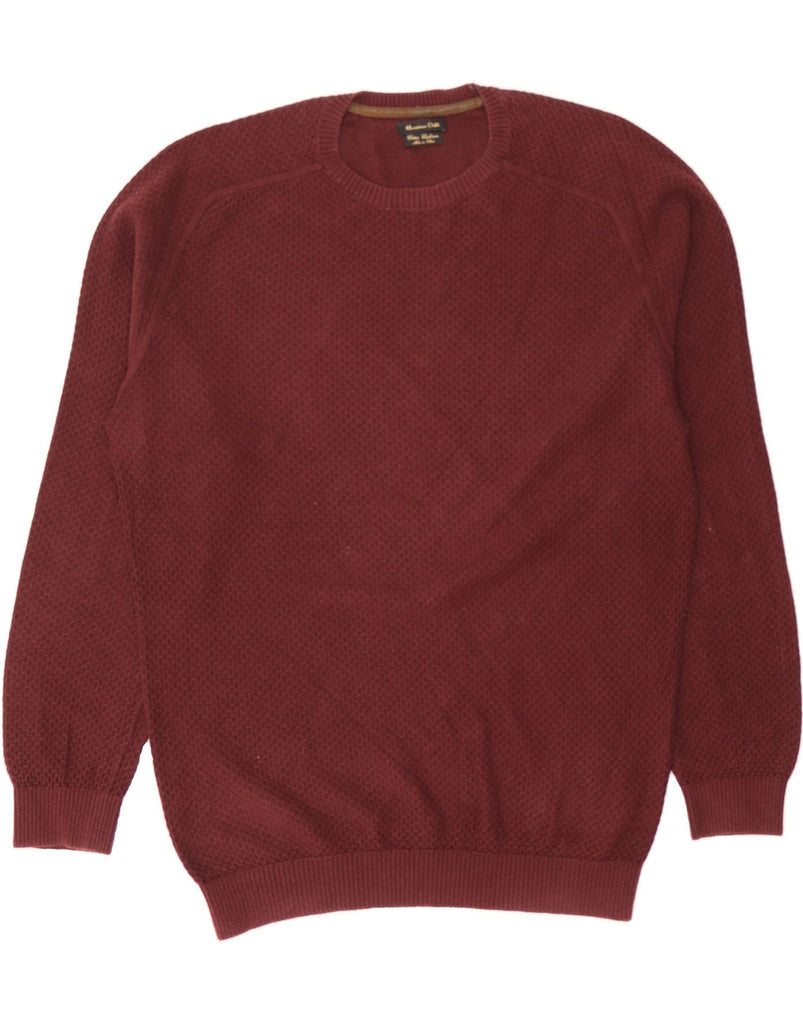 MASSIMO DUTTI Mens Crew Neck Jumper Sweater Small Maroon Cotton Vintage Massimo Dutti and Second-Hand Massimo Dutti from Messina Hembry 