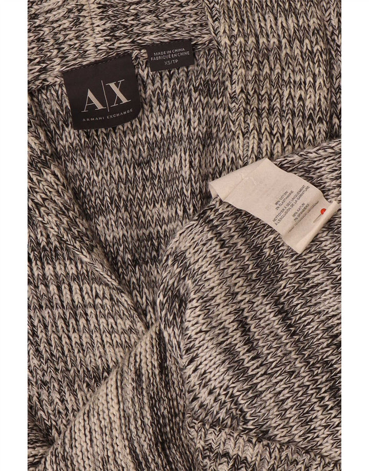 Armani Exchange Mens Cardigan Sweater XS Grey Flecked Cotton