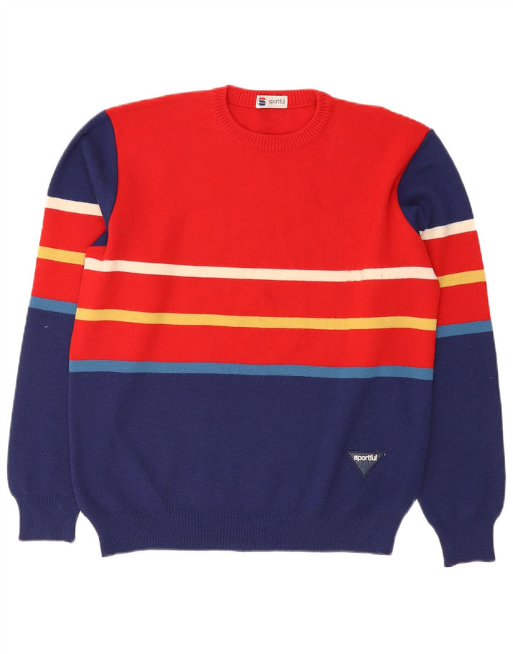 Sportful Mens Crew Neck Jumper Sweater Large Red Colourblock