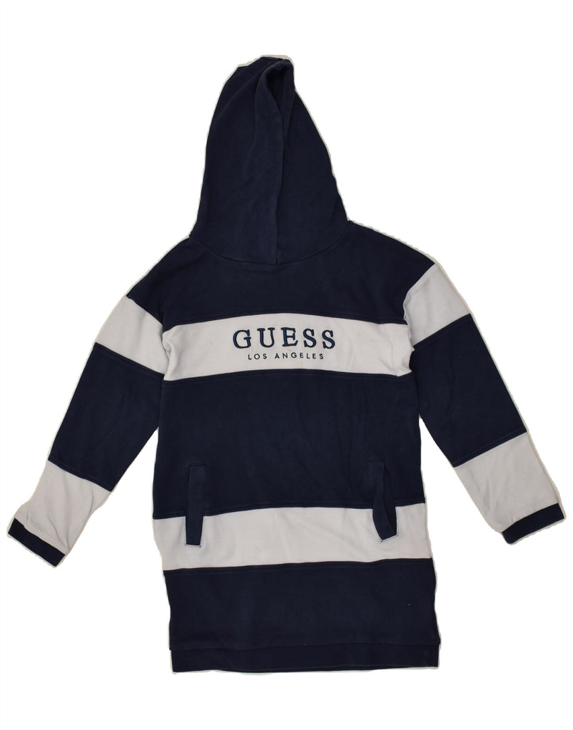 GUESS Girls Hoodie Jumper 9-10 Years Navy Blue Striped Cotton | Vintage Guess | Thrift | Second-Hand Guess | Used Clothing | Messina Hembry 