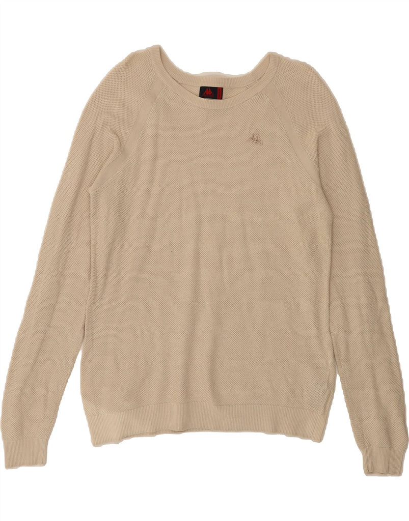 KAPPA Womens Boat Neck Jumper Sweater UK 14 Medium Beige Cotton Vintage Kappa and Second-Hand Kappa from Messina Hembry 