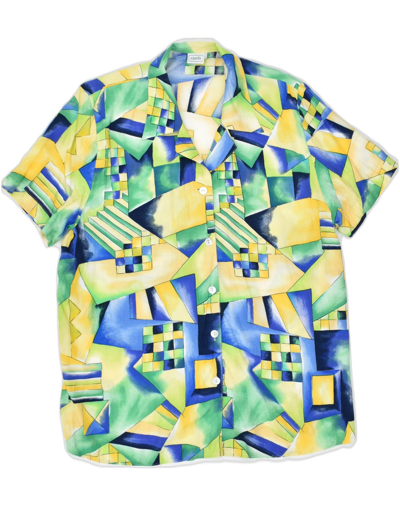 CANDA Womens Short Sleeve Shirt UK 18 XL Multicoloured Geometric Viscose | Vintage | Thrift | Second-Hand | Used Clothing | Messina Hembry 