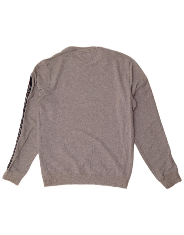 Tommy Hilfiger Mens Graphic Sweatshirt Jumper Large Grey Colourblock Cotton