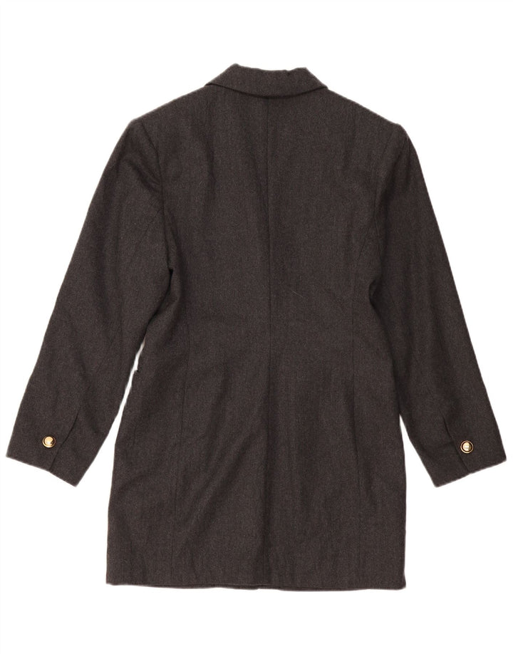 Vintage Womens Longline 1 Button Blazer Jacket US 2 XS Grey Wool