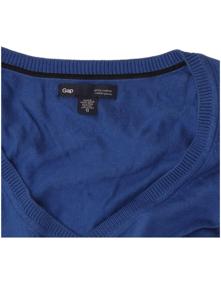 Gap Mens V-Neck Jumper Sweater XS Blue Cotton