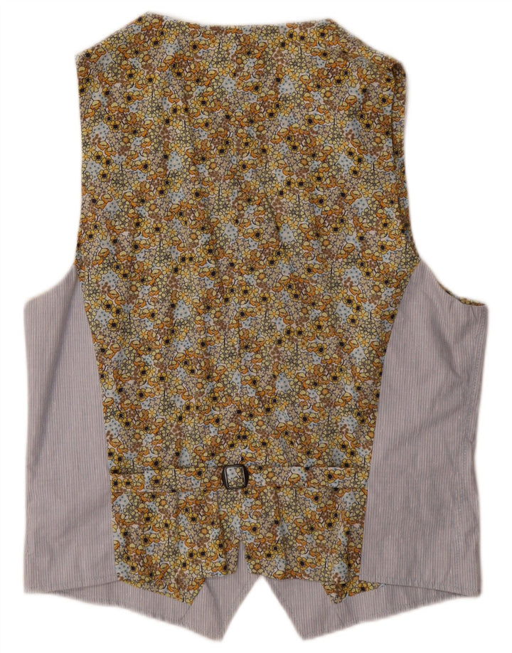 Benetton Mens Waistcoat Size 50 Large Blue Striped Cotton