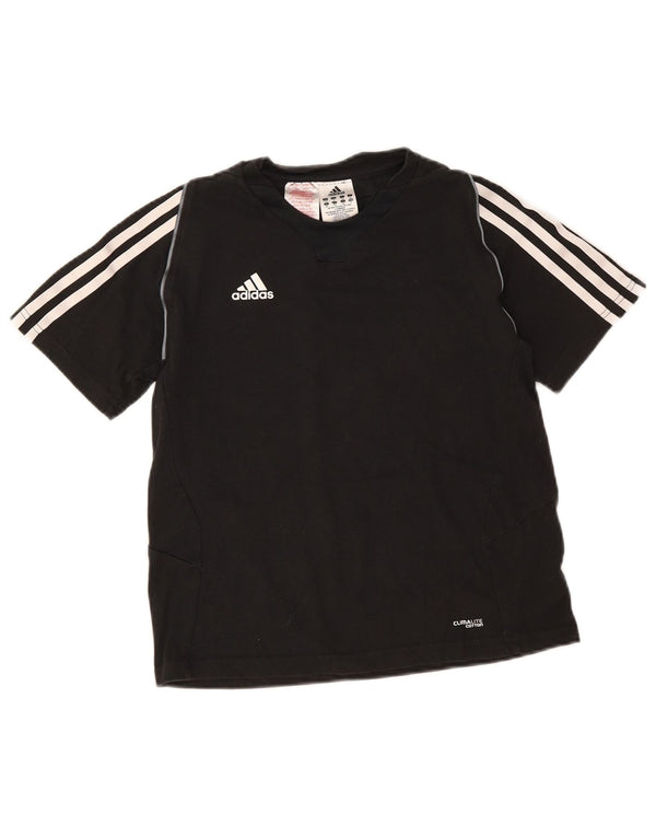 Adidas Boys Climalite Graphic T-Shirt Top 11-12 Years Black Cotton