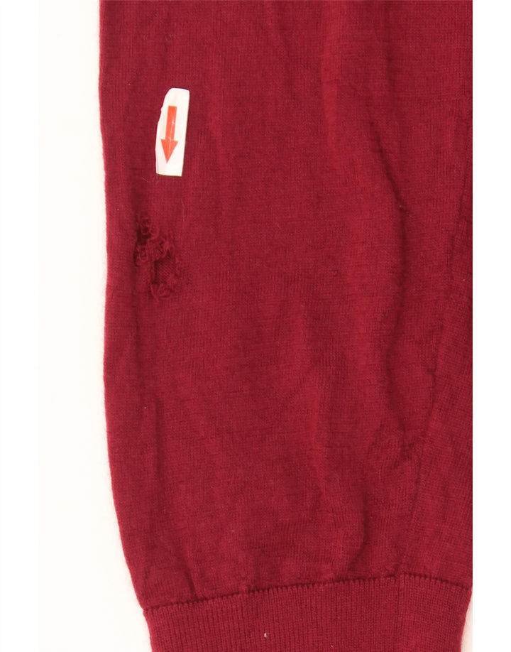 MARKS & SPENCER Mens V-Neck Jumper Sweater 2XL Red Merino Wool