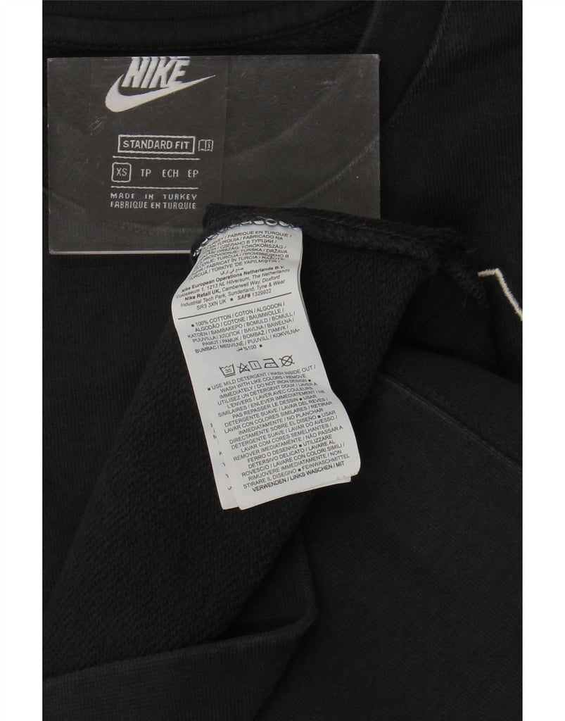 NIKE Womens Standard Fit Graphic Sweatshirt Jumper UK 6 XS Black Cotton Vintage Nike and Second-Hand Nike from Messina Hembry 