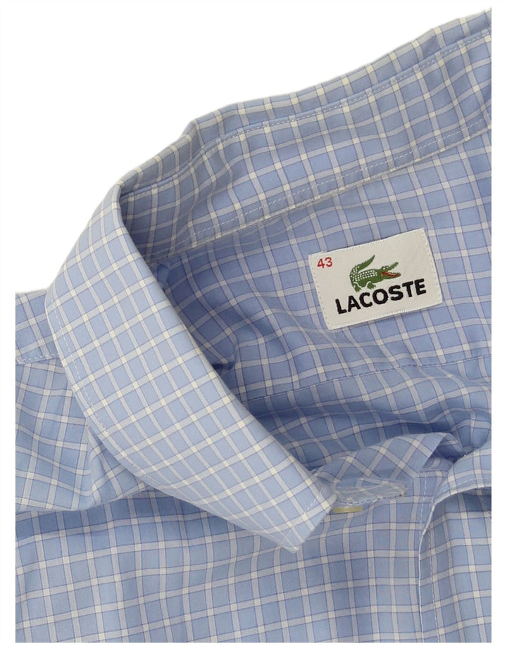 Lacoste Mens Short Sleeve Shirt Size 43 XL Blue Check