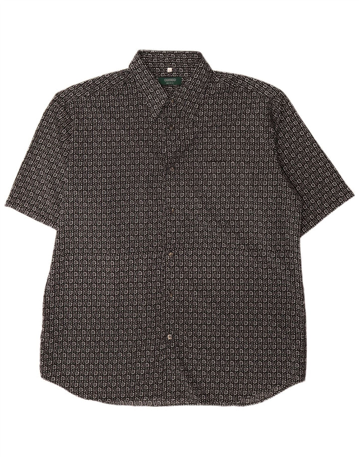 Canda Mens Short Sleeve Shirt XL Black Geometric Polyester