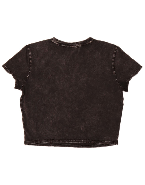 Guess Womens Crop Graphic T-Shirt Top UK 16 Large Black Cotton