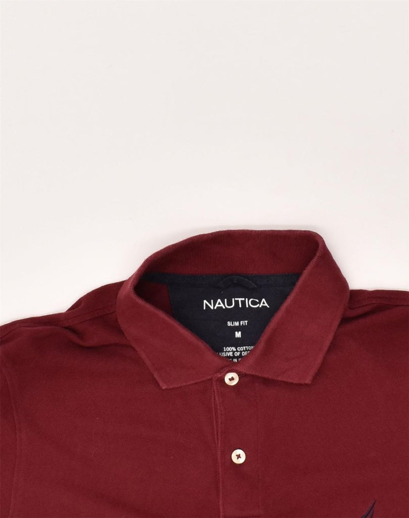 NAUTICA Mens Slim Fit Polo Shirt Medium Maroon Cotton | Vintage Nautica | Thrift | Second-Hand Nautica | Used Clothing | Messina Hembry 