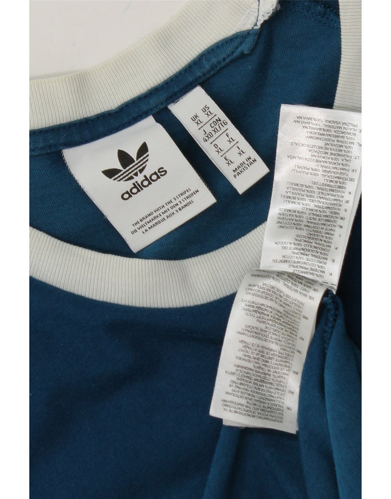 ADIDAS Mens T-Shirt Top XL Blue Cotton Vintage Adidas and Second-Hand Adidas from Messina Hembry 
