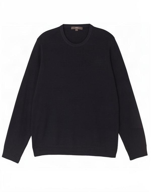 Marks & Spencer Mens Crew Neck Jumper Sweater 2XL Navy Blue Acrylic
