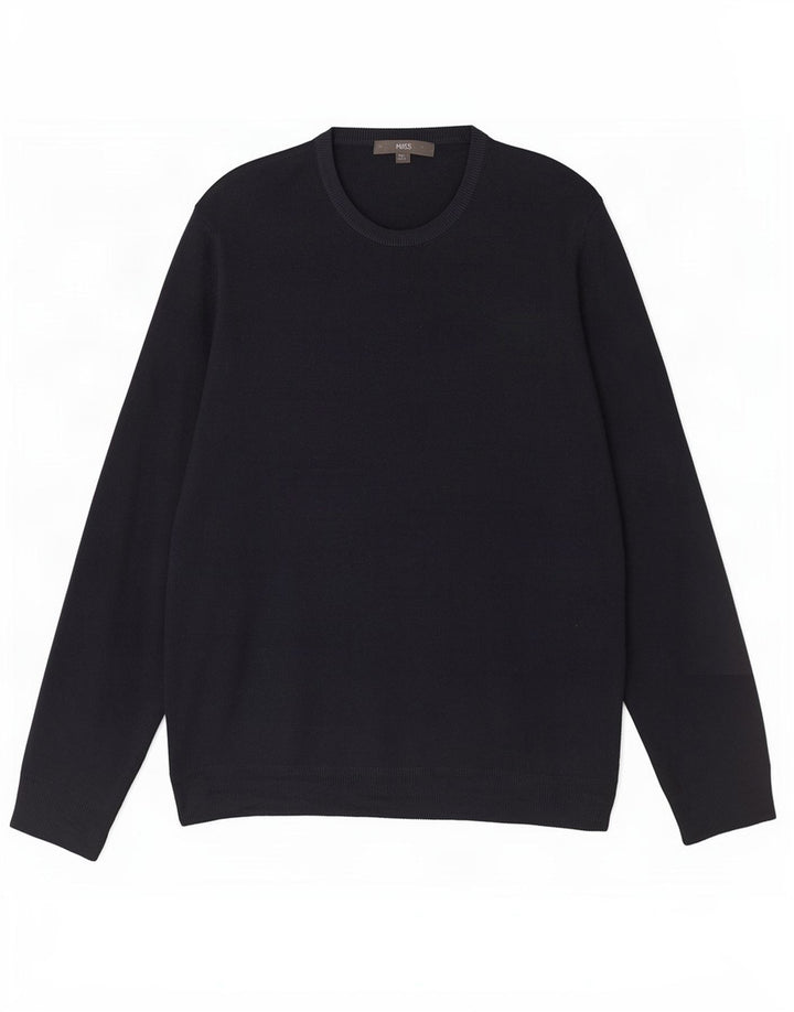 Marks & Spencer Mens Crew Neck Jumper Sweater 2XL Navy Blue Acrylic