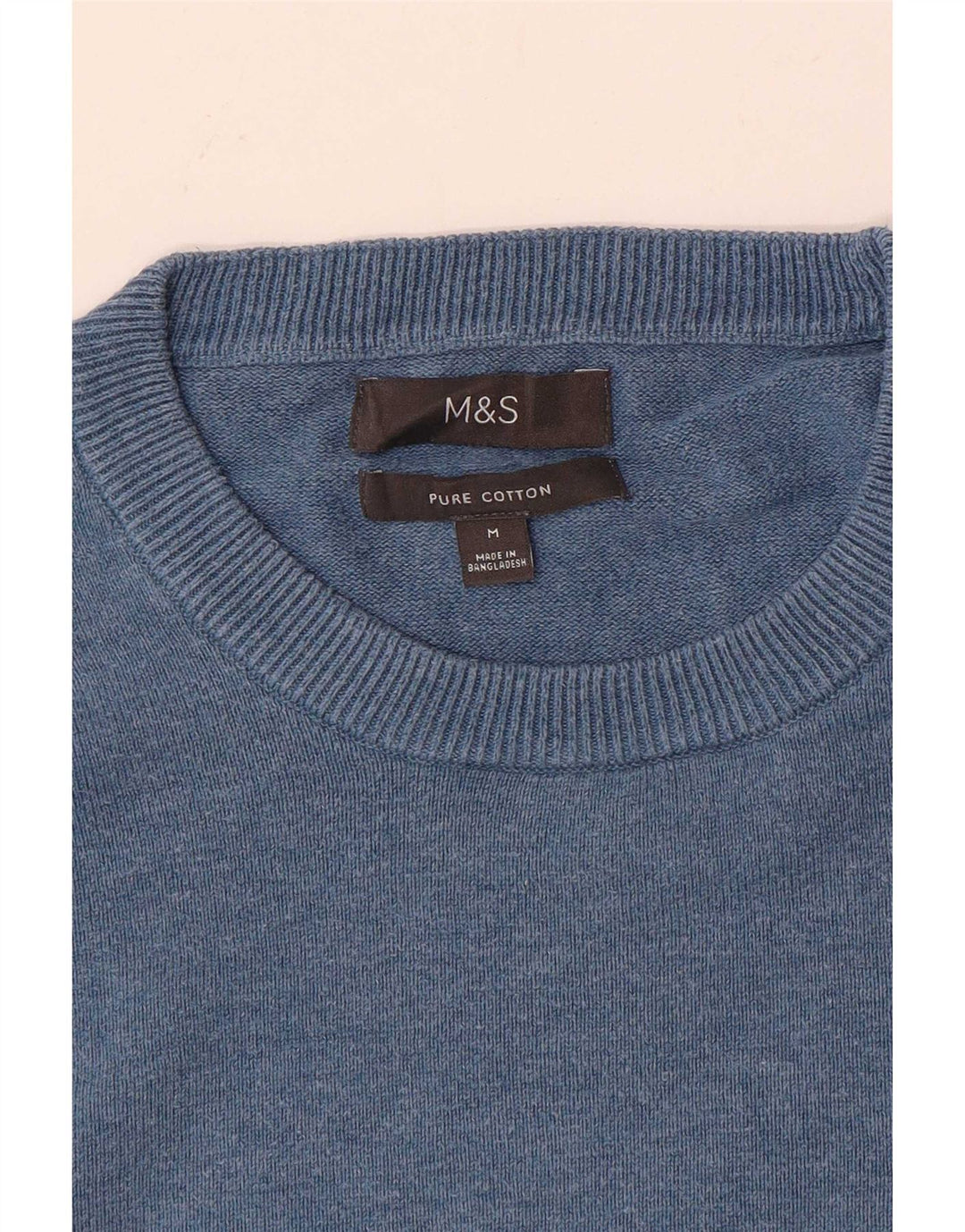 Marks & Spencer Mens Crew Neck Jumper Sweater Medium Blue Cotton