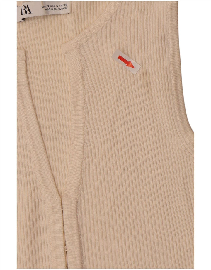 Zara Womens Cardigan Top UK 8 Small Off White Viscose