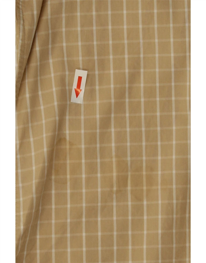 Tommy Hilfiger Mens Shirt Size 15 Medium Beige Check Cotton