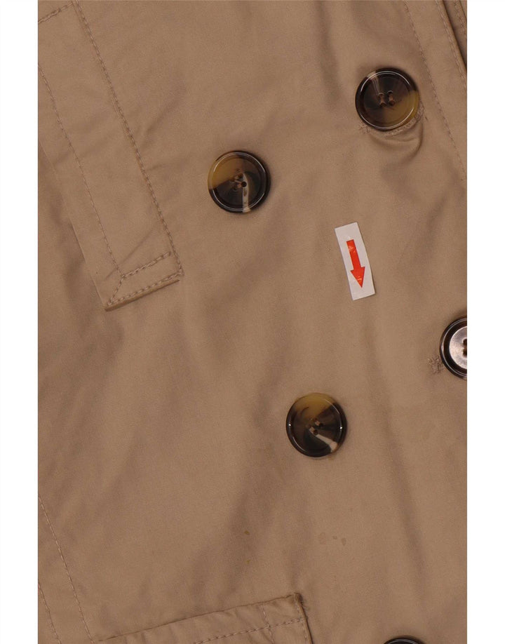 Massimo Dutti Womens Short Double Breasted Trench Coat UK 14 Medium Beige