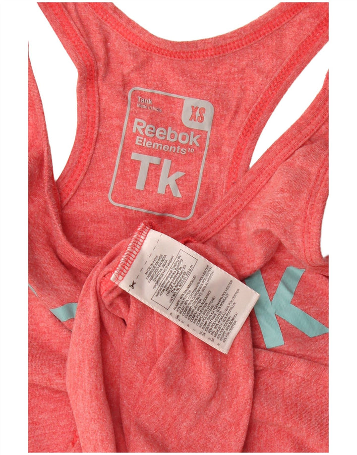 REEBOK Womens Graphic Vest Top UK 6 XS Red Cotton