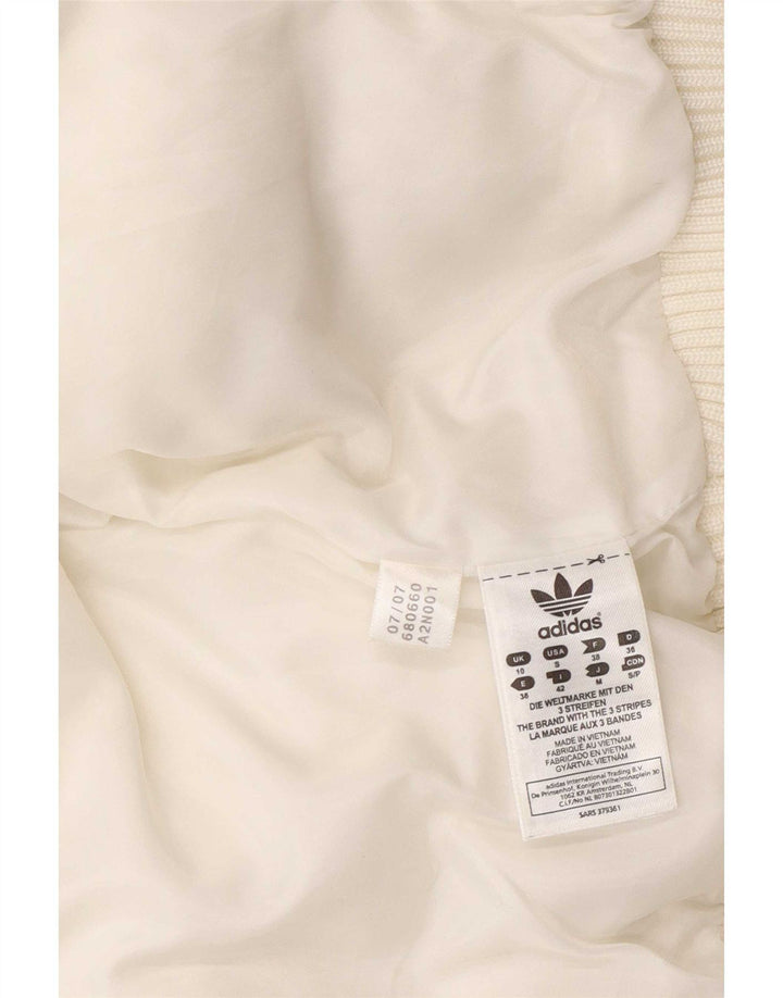 Adidas Womens Graphic Padded Jacket UK 10 Small White Polyester