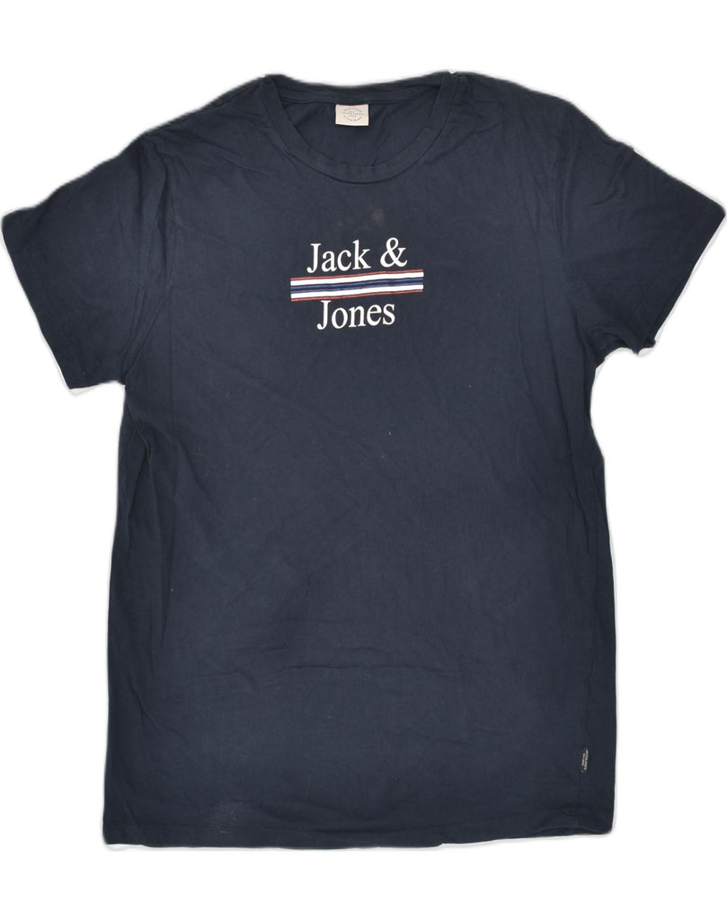 JACK & JONES Mens Graphic T-Shirt Top XL Navy Blue Cotton | Vintage Jack & Jones | Thrift | Second-Hand Jack & Jones | Used Clothing | Messina Hembry 