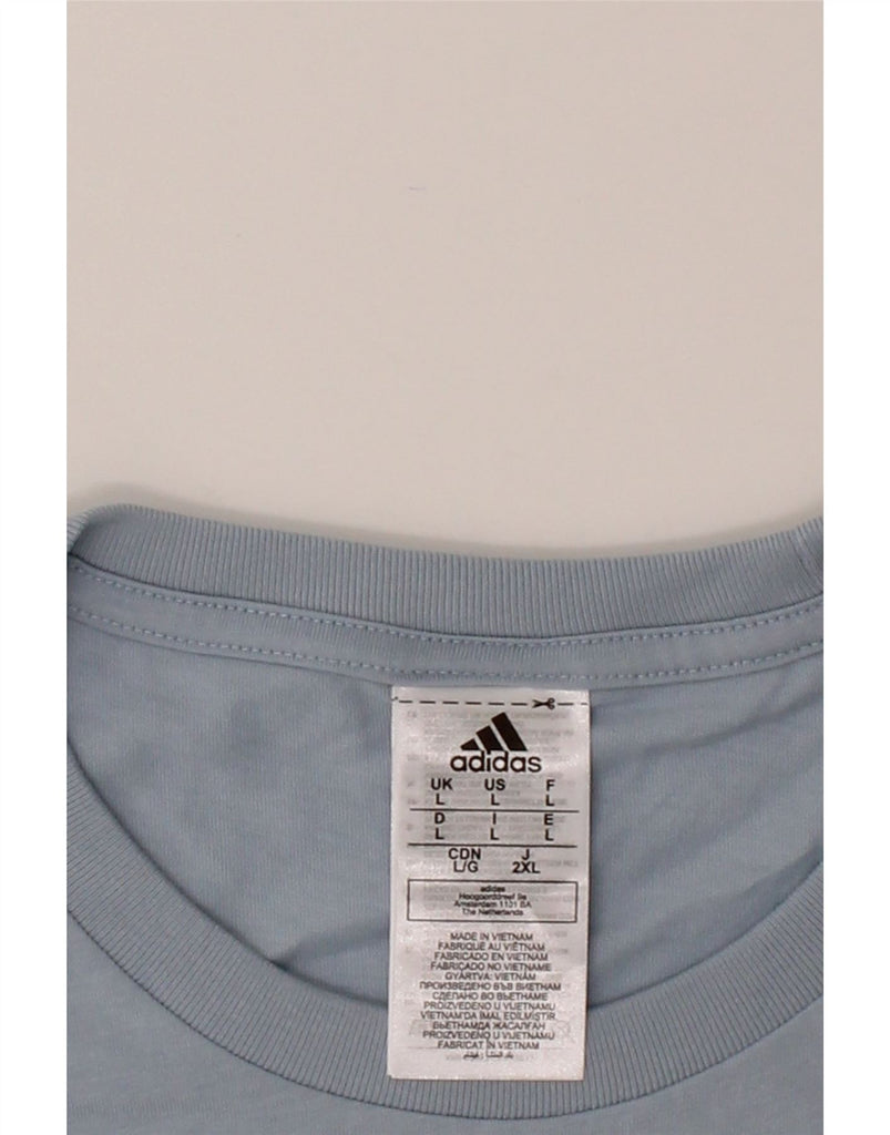 ADIDAS Mens T-Shirt Top Large Blue Cotton Vintage Adidas and Second-Hand Adidas from Messina Hembry 