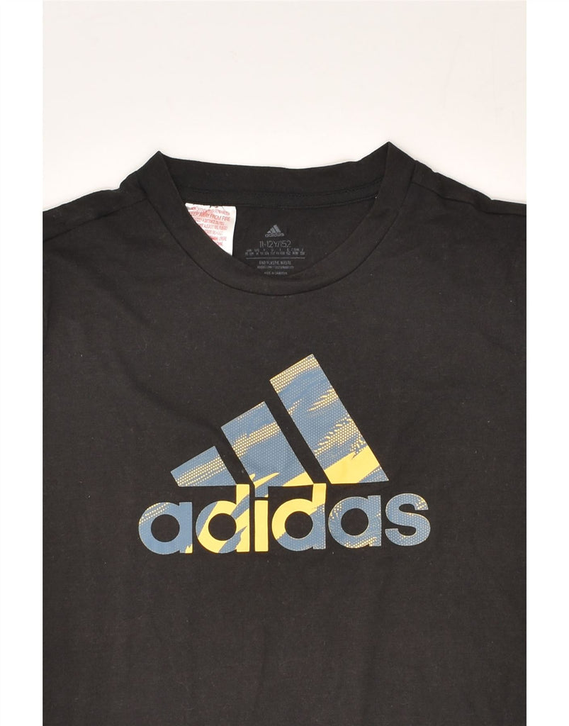 ADIDAS Boys Graphic T-Shirt Top 11-12 Years Black Cotton | Vintage Adidas | Thrift | Second-Hand Adidas | Used Clothing | Messina Hembry 