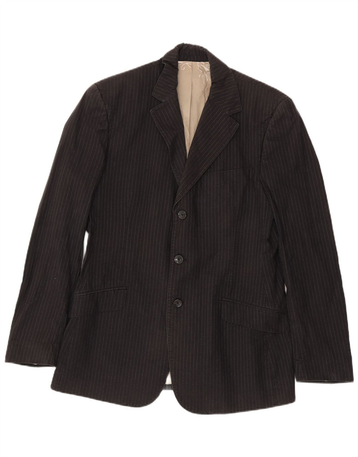 Just Cavalli Mens 3 Button Blazer Jacket IT 48 Medium Black Striped Cotton