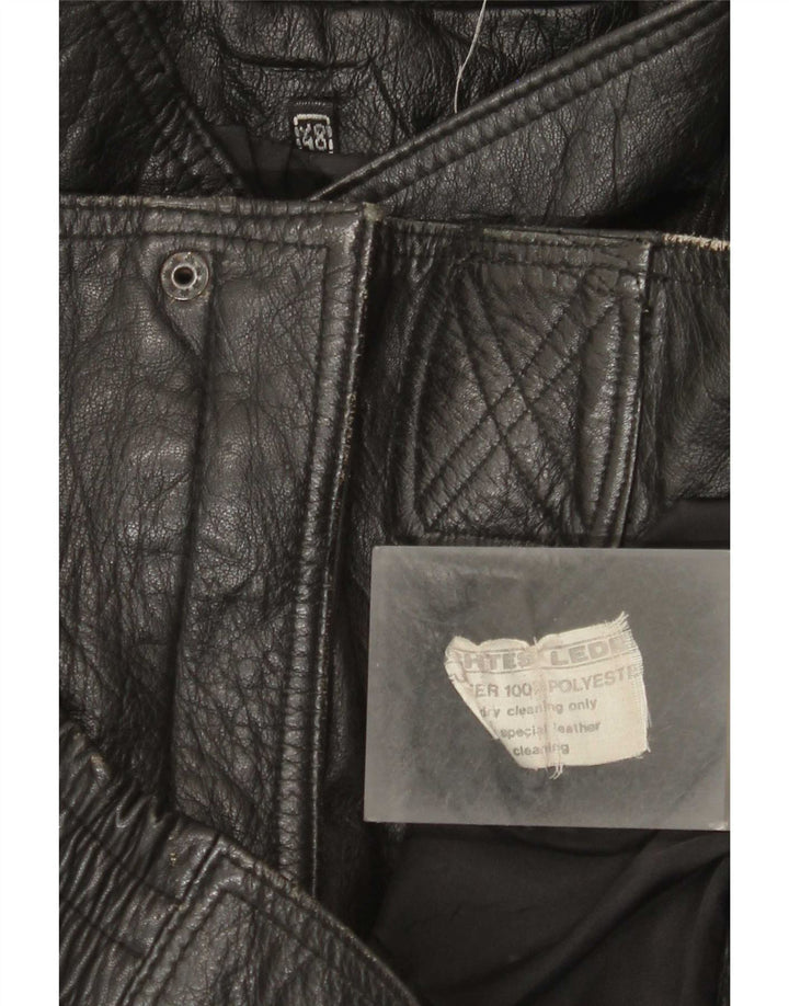 Vintage Mens Loose Fit Leather Jacket EU 48 Medium Black