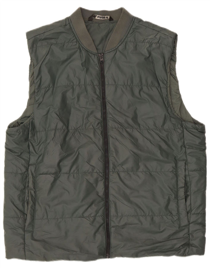 Zara Mens Padded Gilet UK 40 Large Green Polyester